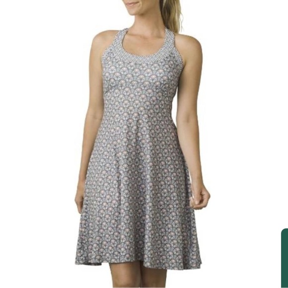 Prana The Cali Racerback Tank Dress Moonrock Botanica Women’s Sz Small Athletic - Picture 2 of 10